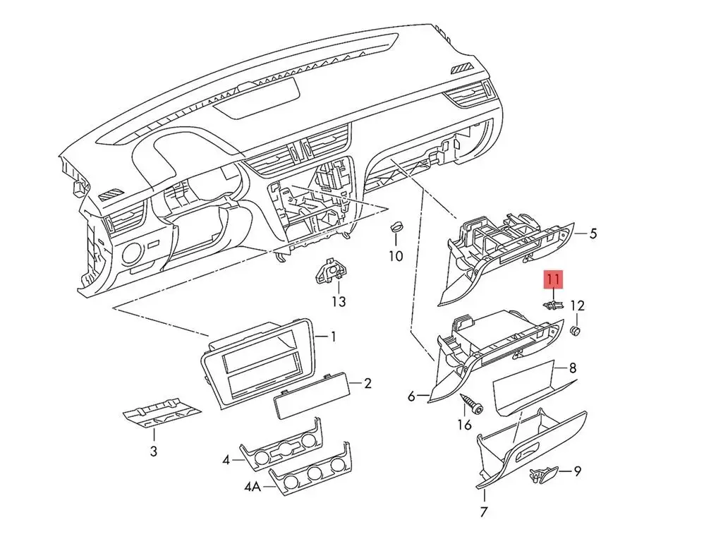 For Skoda Octavia 3 A7 2013 2014 2015 2016 2017 2018 2019 2020 2021 5E1880324A LHD Right Glove Box Damper Brake Strut Element