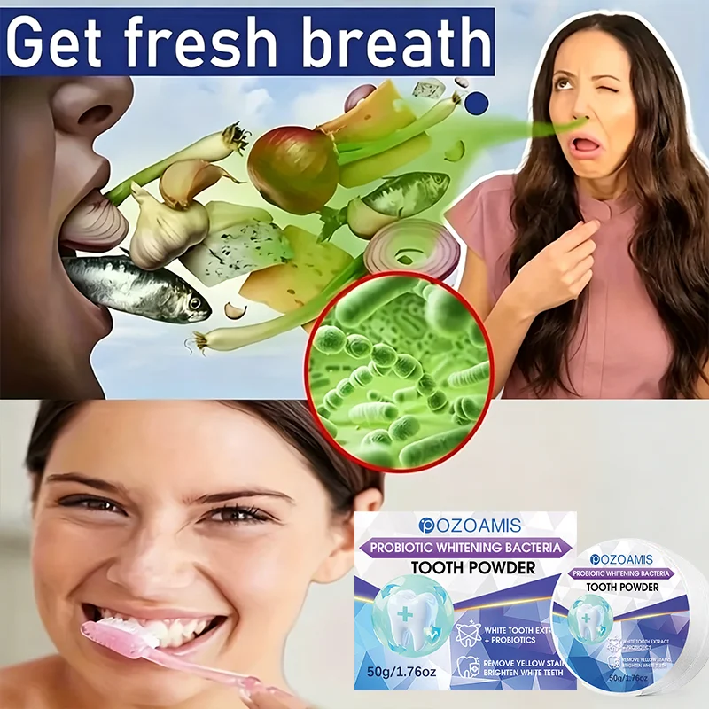 Whitening Tooth Powder - Deeply Cleanses and Freshens Breath, Strengthens Dental Care, Suitable for Daily Use and Travel.