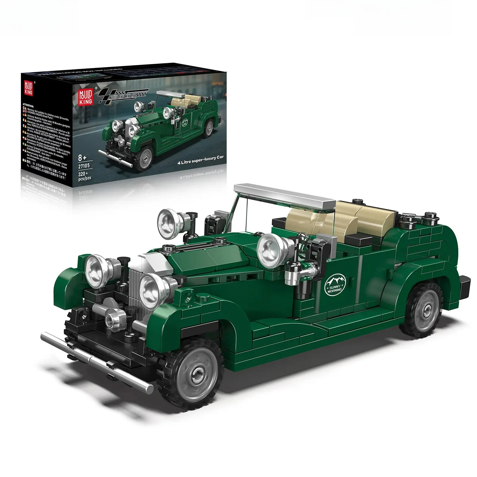 Mould King 27105 4-litrowy Superyczny Luksusowy Samochód Klocki Konstrukcyjne Mini Vintage Car Klasyczny Retro Model Pojazdu Kolekcjonerska Zabawka Idealny Prezent