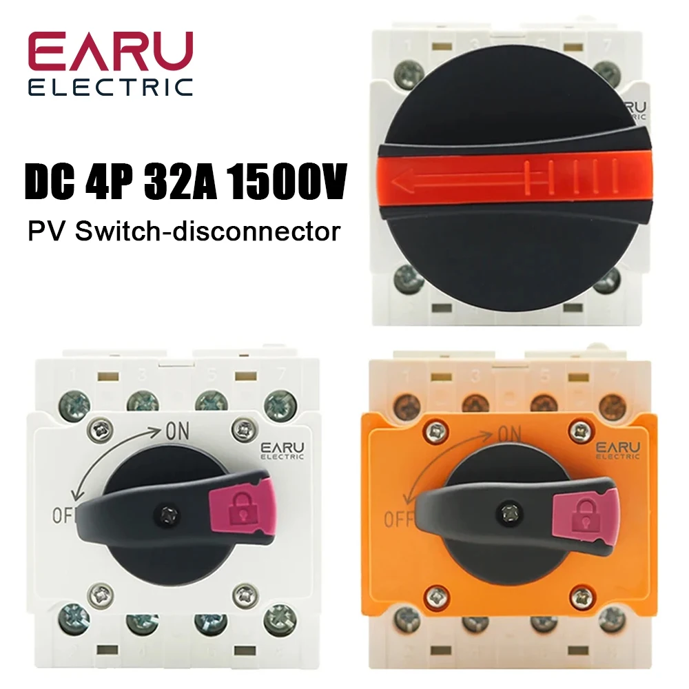 LONQ-40 Solar DC 4P 32A 1500V PV Switch-Disconnector Rotating Handle Isolator Rotary Switch For Solar Distribution Box Din Rail