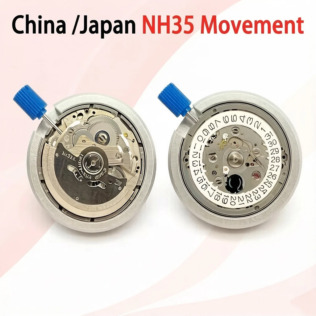 Movimiento Mecánico Automático NH35 de China, Alta Precisión, 24 Joyas, Repuesto para Reloj Mod, NH35A Original de Japón, Fecha a las 3:00