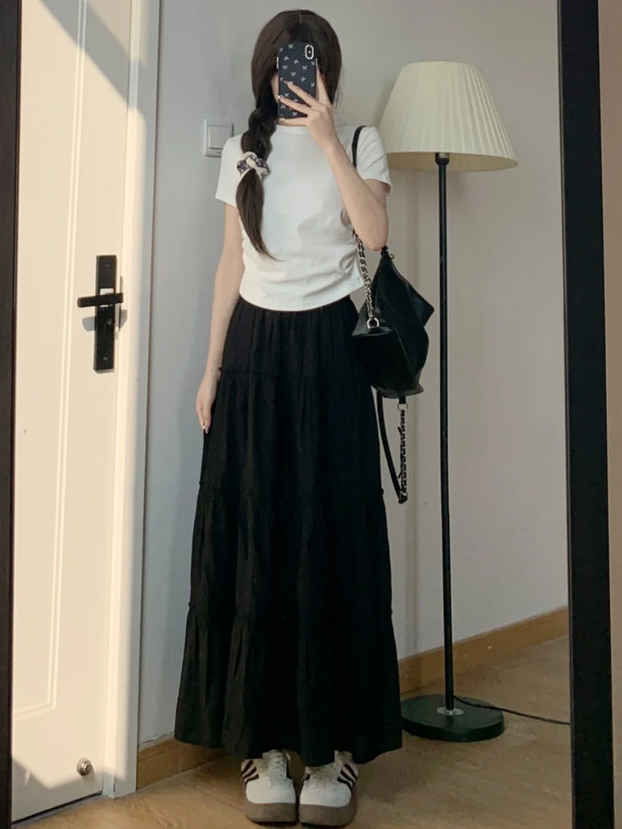 Witte A-lijn Ballet Sle Puffy f Rok Hoge Taille plus Size Dames Nieuw Model Afslankende Midi Lengte Taartrok