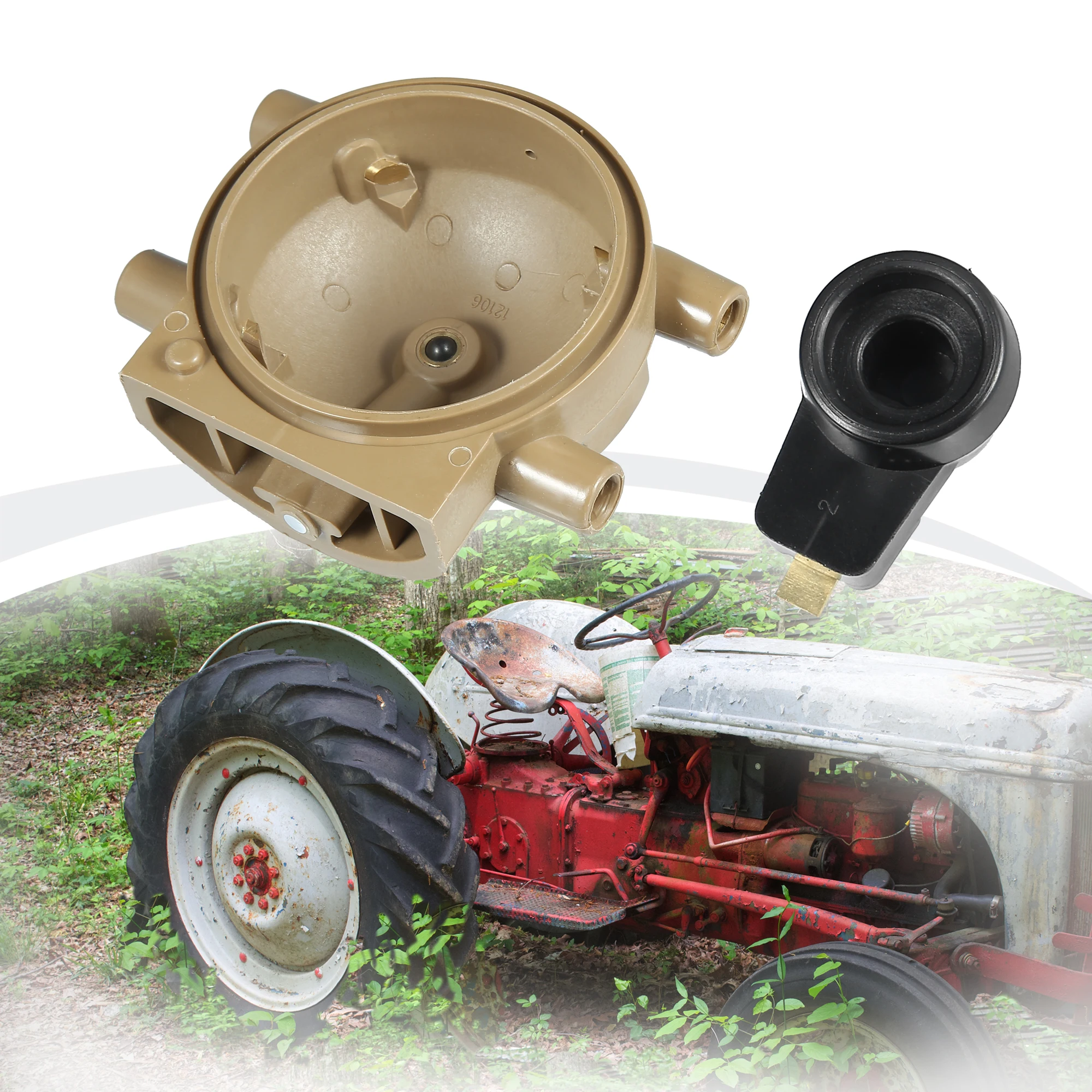 

X Autohaux Terminal Ignition Distributor Cap and Rotor Kit for Ford 4 Cylinder Front Mount Distributor Trucks and Tractors 2N 8N