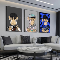 Funky Funny Animal Monkey With A Hat Fashion Bored APE A Poster HD Posters Home Room Bar Cafe Decor Art Wall Painting Picture