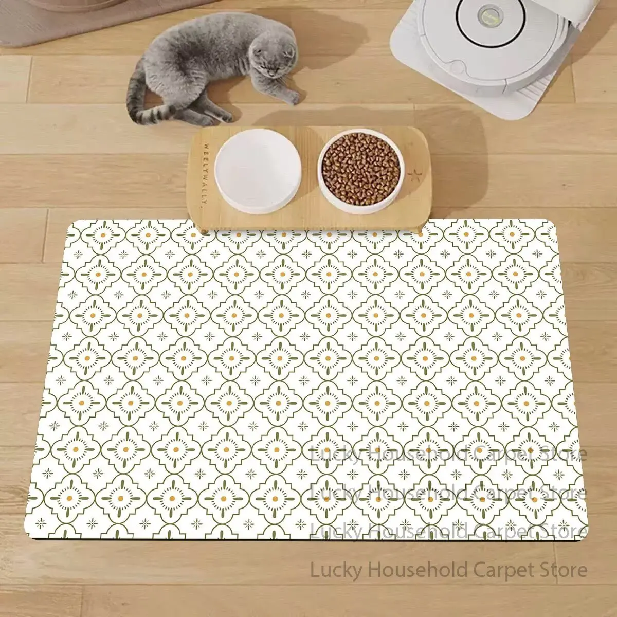 Minimalism Cute Pet Paw Print Mats Non-slip Dog Cat Feeding Living Room Carpet Bedside Washable Easy Clean Short Velvet Big Rug
