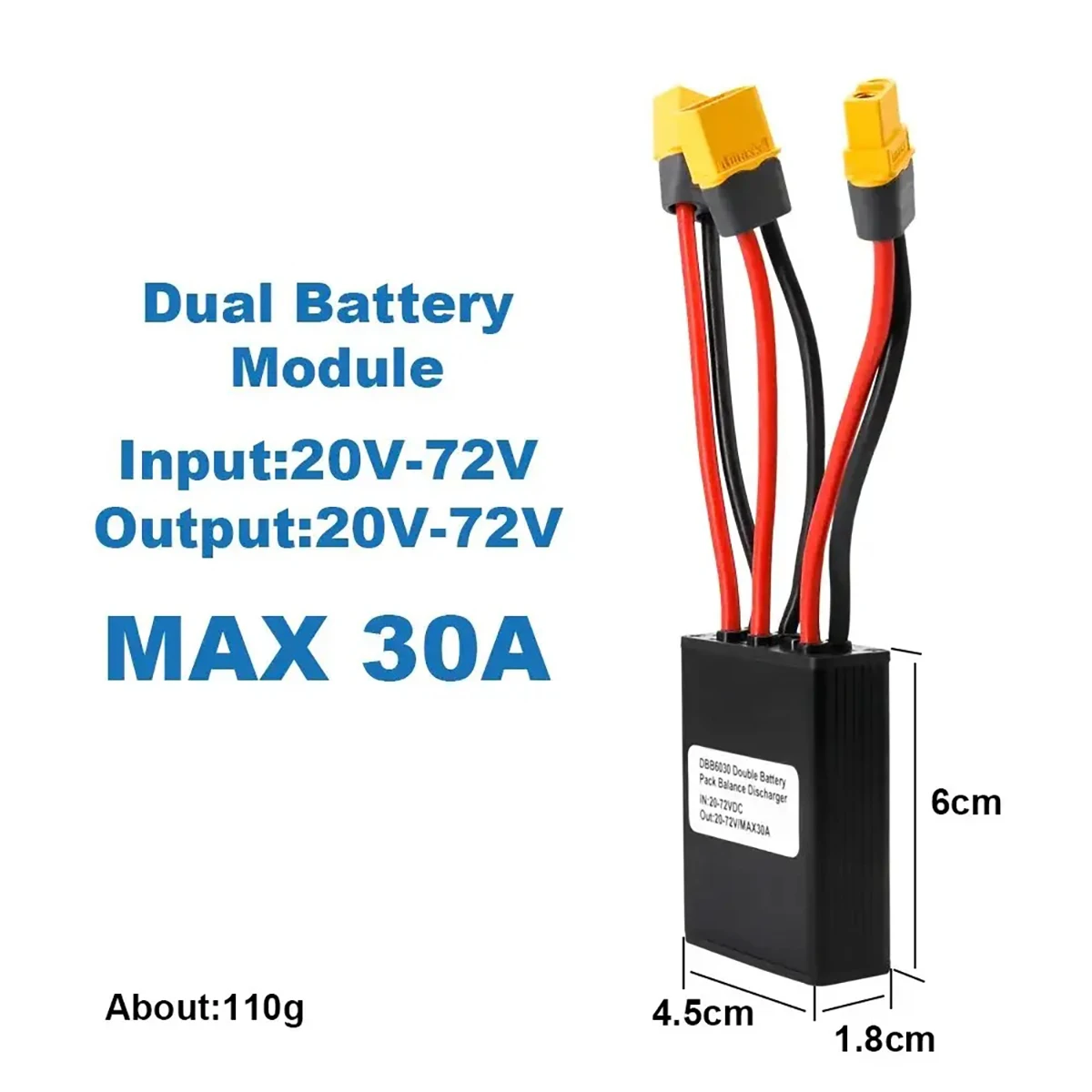 Double Battery Discharge Converter For E-bike 20A 30A 40A Dual Battery Pack Switch Balancer 24-72VDC