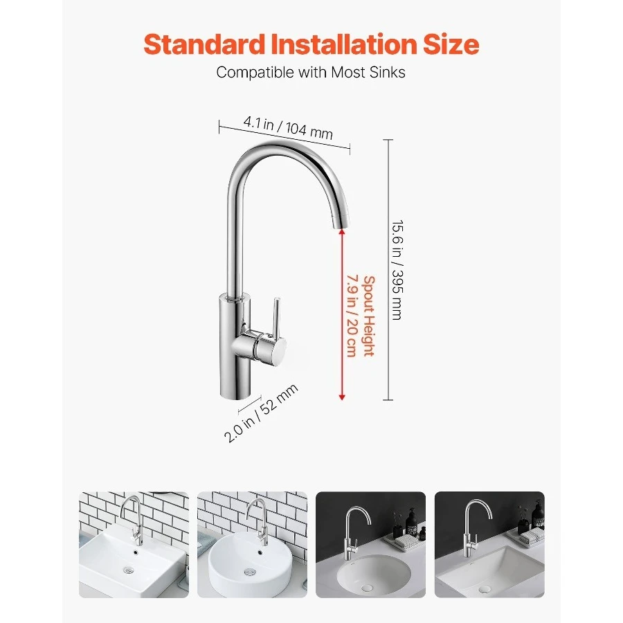 Touchless Kitchen Bar Sink Faucet, Single Handle Automatic Motion Sensor Bathroom Faucet, Hands-Free Adjustable Cold Hot Water