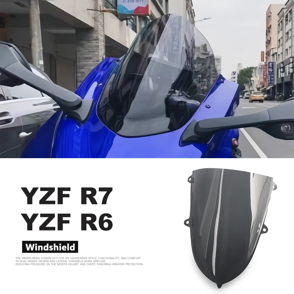 

Motorcycle Screen Double Bubble Windshield Deflector Protector WindScreen 2025 2024 For Yamaha YZF R7 YZFR7 YZF R6 YZFR6 YZF-R6