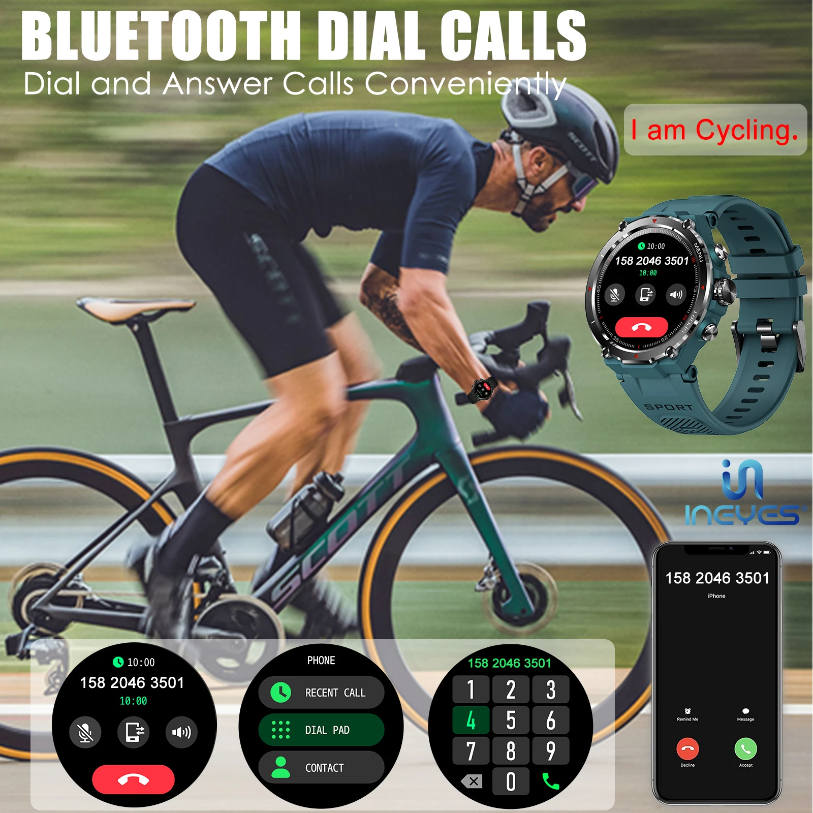 EIGIIS Military Smart Watch for Men 1.32’’ HD Rugged Fitness Tracker with Heart Rate Sleep Monitor Pedometer Sports smartwatch