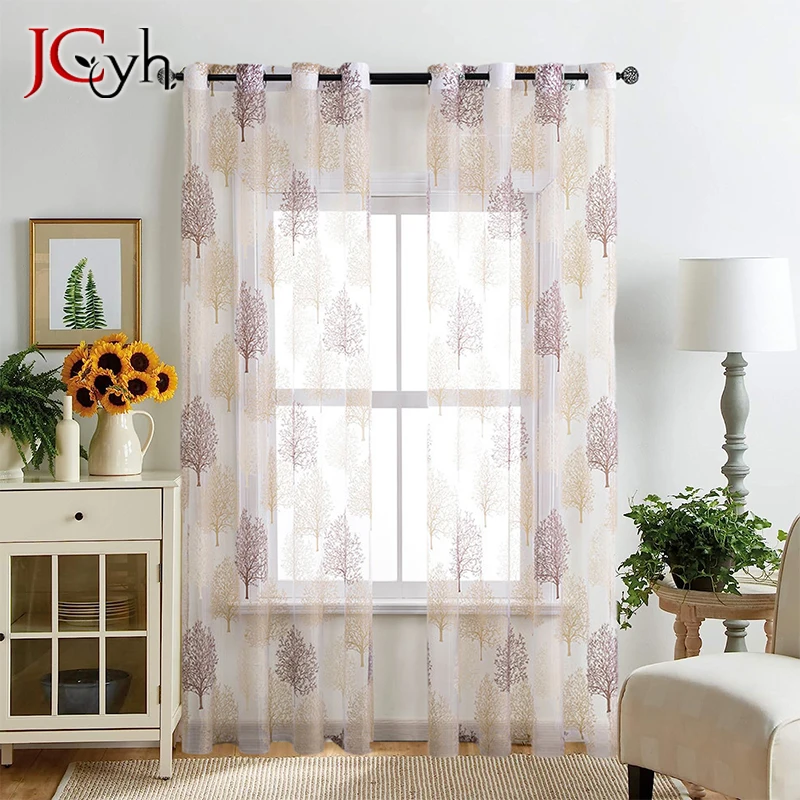 Living Room Sheer Curtains for Windows Transparents Tulle Curtain for Kitchen Door Rideaux Voilage Pattern Cortina Bedroom Decor