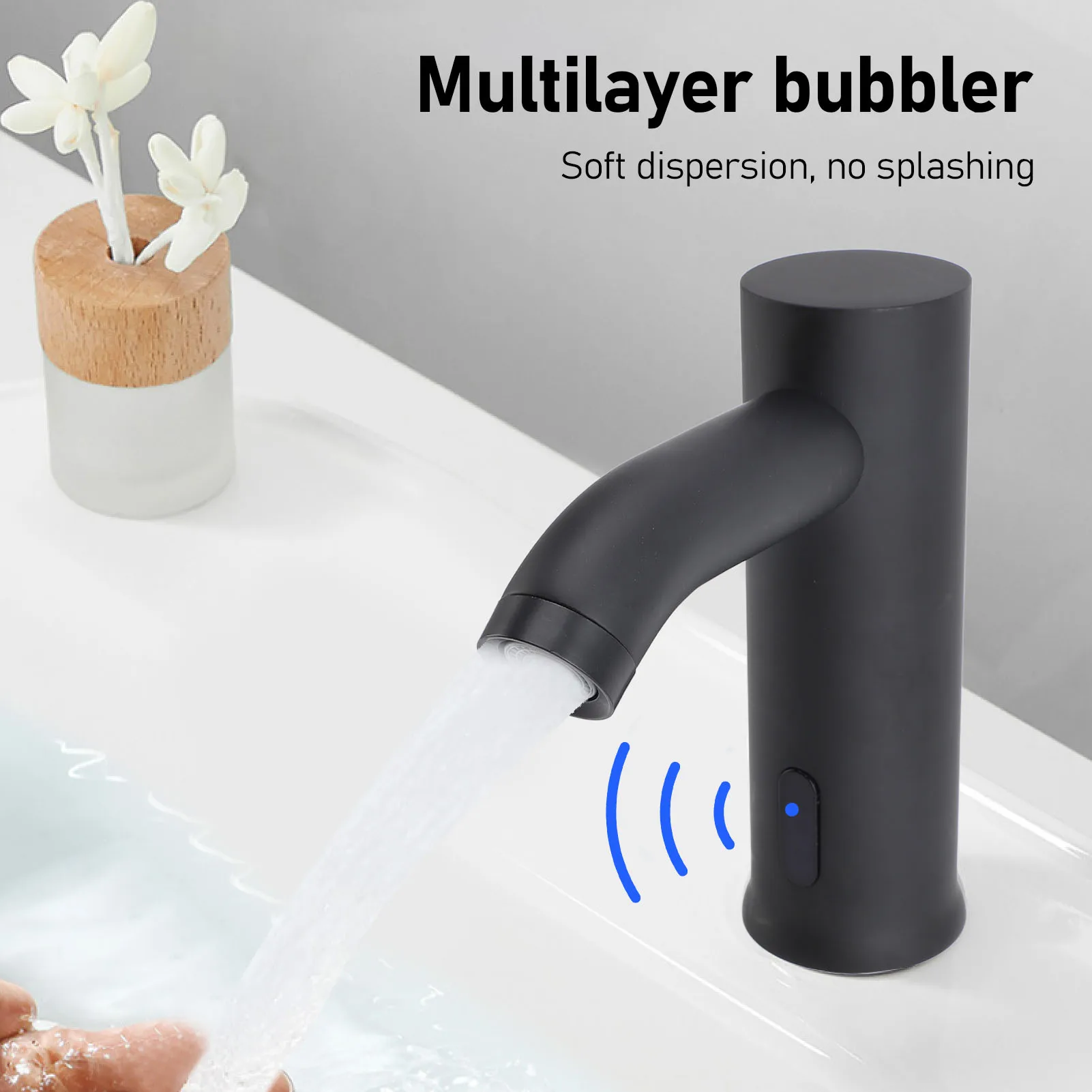 Stainless Steel Automatic Motion Sensor Faucet 0.1‑0.6Mpa Vertical Touchless Sink Faucet with Infrared Sensor for Bathroom Kitch