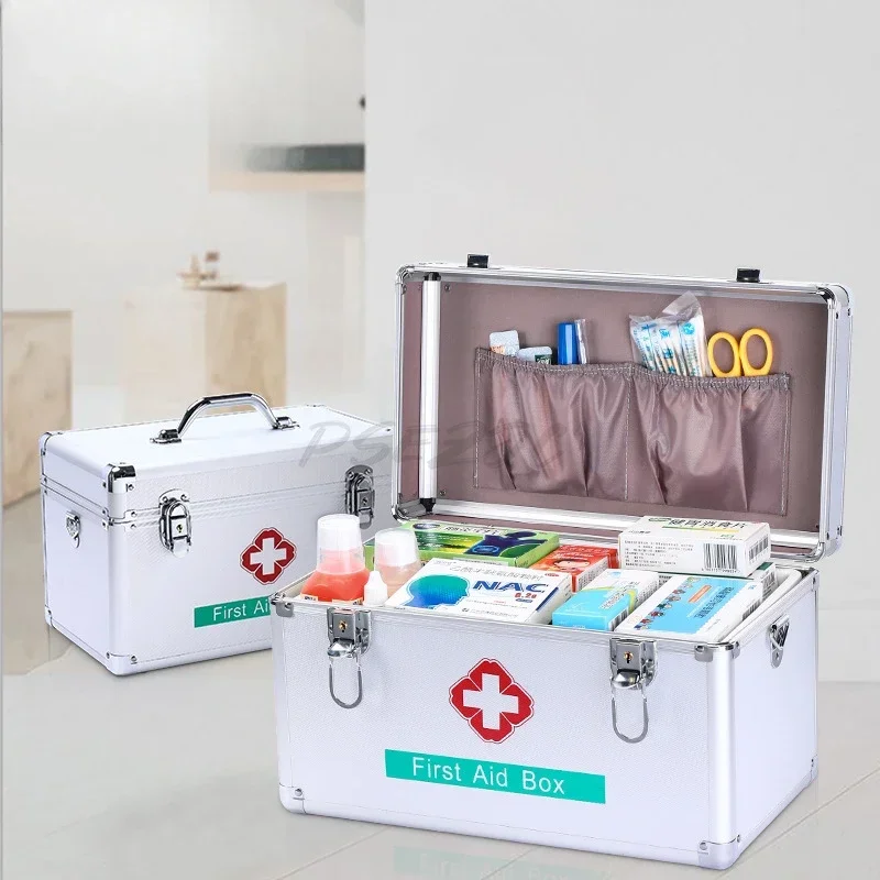 Convenient Home Medicine Box for Drug Storage Home Emergency Aluminum Alloy Multi-purpose Layered Design Medicine Box