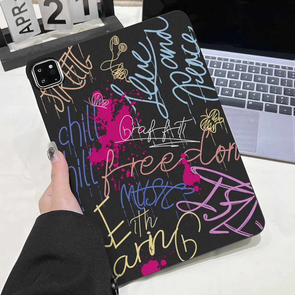 Graffiti Line Tablet Case For iPad Pro 11 13 M5 M4 2025 2024 Cases iPad Pro 12.9 11 2022 2021 2020 2018 Pro 10.5 9.7 Soft Cover