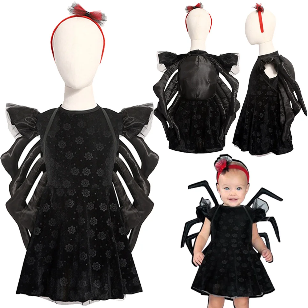 

Eight Legged Spider Cosplay Kids Girls Costume Dance Performance Dress Skirts Headgear Outfits Children Halloween Carnival Suits