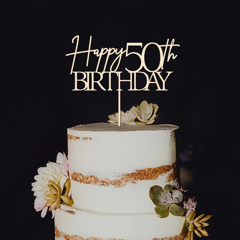 YOMDID Tortenaufsatz zum 50. Geburtstag, Geburtstagskuchen-Plektrum, 50. Kuchendekoration für fröhliche 50. Jahrestagsparty-Kuchendekorationen – Detail 10