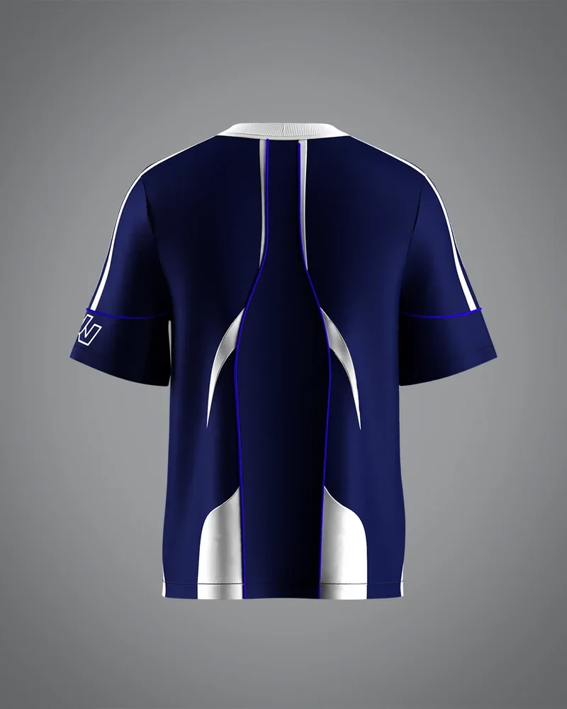 VRK Classic Navy White Stripe Football Jersey Unknown Logo Breathable Sport Shirt Customizable Team Uniform Male Training Casua