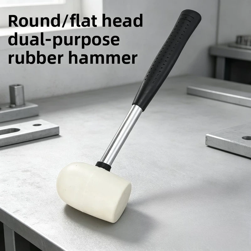 1PC White Rubber Hammer Steel Tube Handle Rubber Mallet for Flooring Installation Wood Floor Tile Aluminum Window Knocking Tool