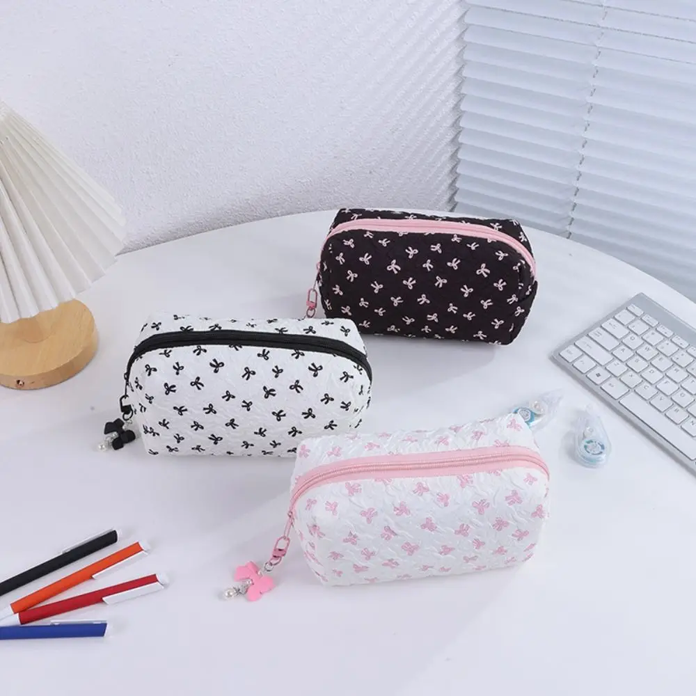 High Quality Bowknot Pen Bag Large Capacity Multifunctional Pencil Case Portable Stationery Organizer School Office