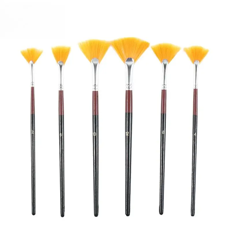 6Pcs Oil Acrylic Paint Brushes Fan Paint Brushes Nylon Hair Watercolor Fan Artist Brushes For Acrylic Watercolor Painting