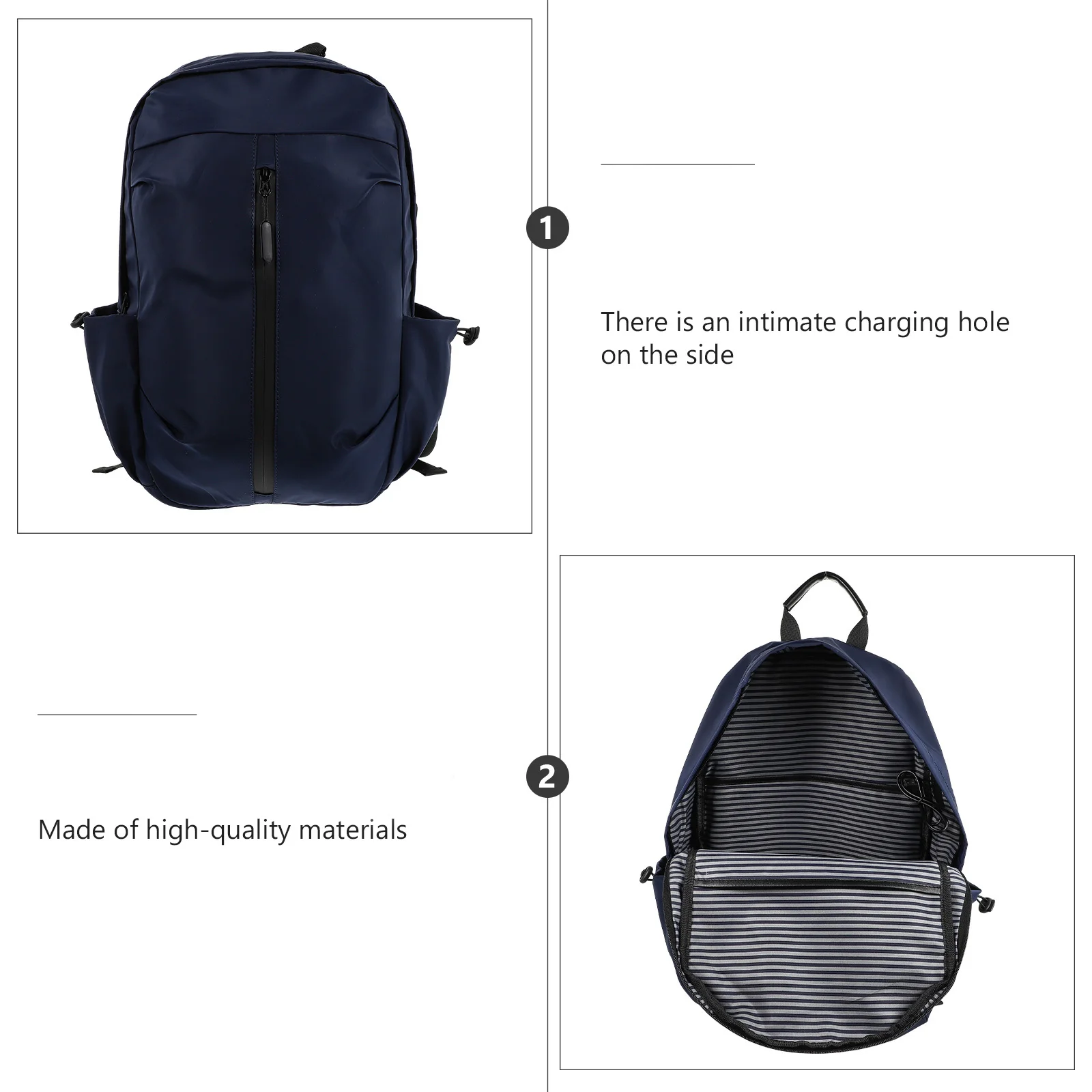 1pc Bag Large Capacity Oxford Cloth Laptop Backpack For Work Travel School Outdoor Usb Charging Port Storage