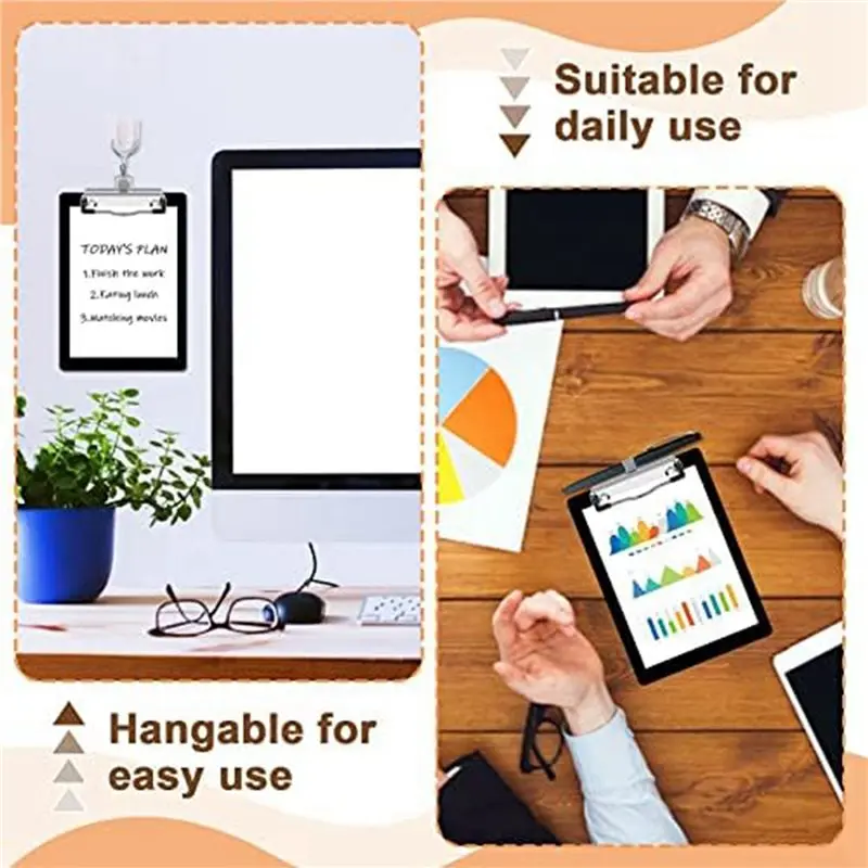 ABGE-42 Pack Mountable Clipboard Clips With Pen Holder Clipboard Clips Hardware Clipboard Clamp Hardware For Office School