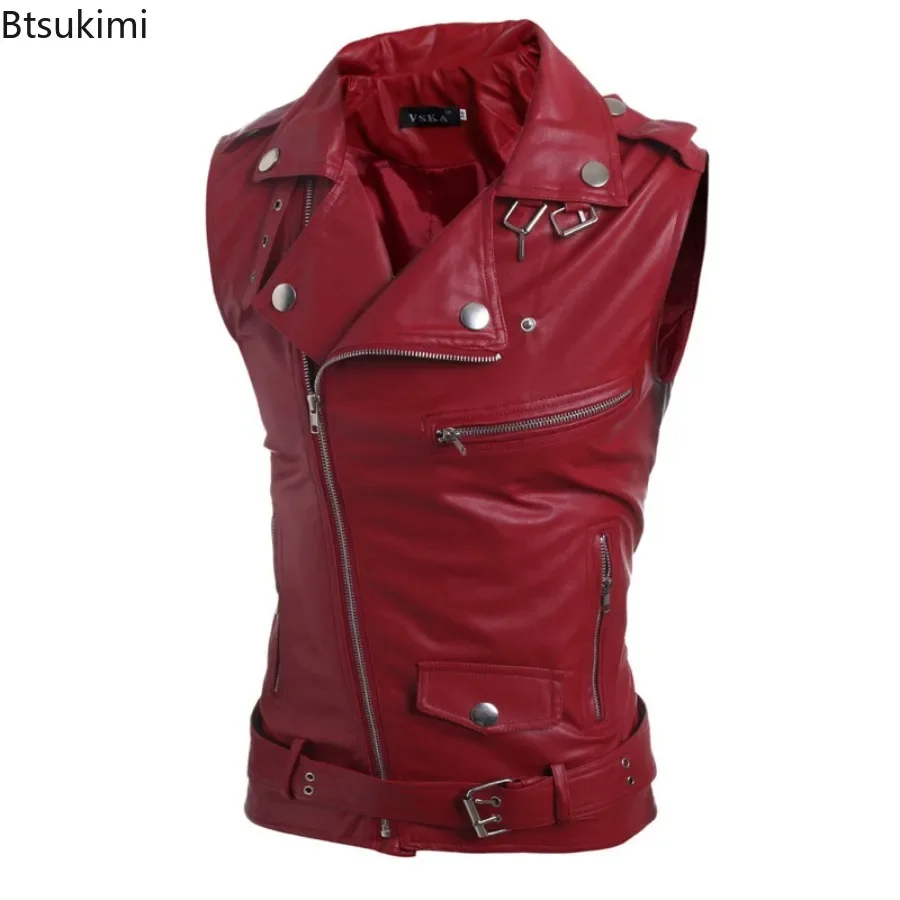 2026 Men's Casual PU Leather Vest Waistcoat Autumn Winter Jacket Vests Top Thicken Warm Coat Motorcycle Leather Vest for Men 3XL