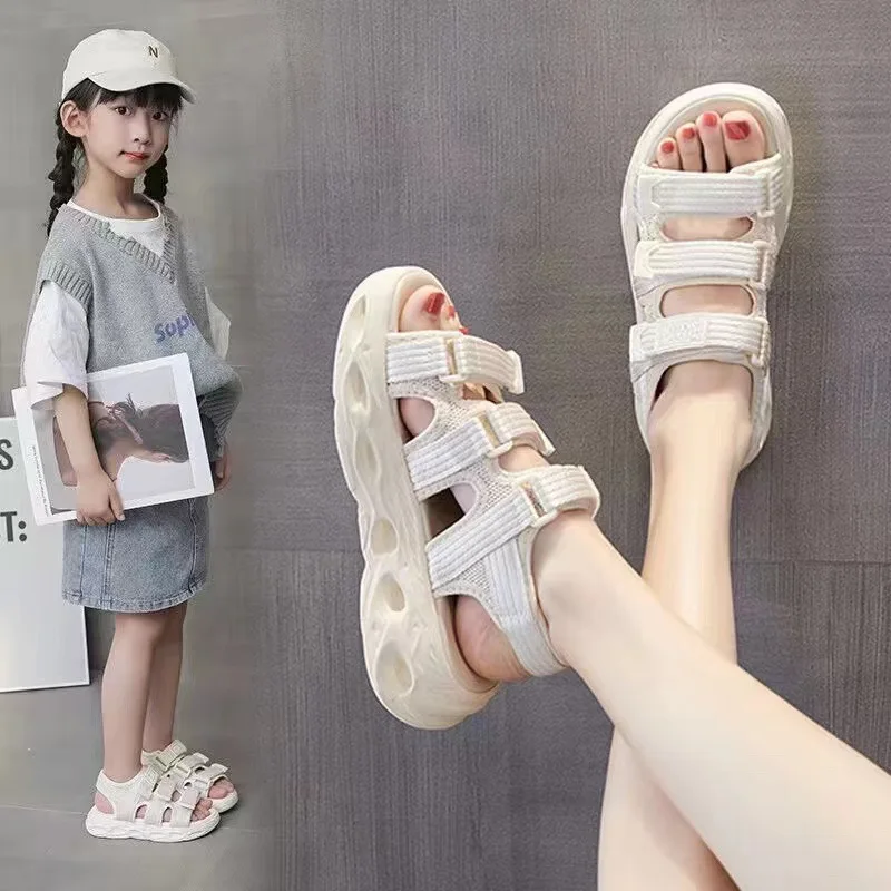 Summer Fashionable Casual and Comfortable Girls' Versatile Breathable and Wear-resistant Thick-soled Wedge Sandals