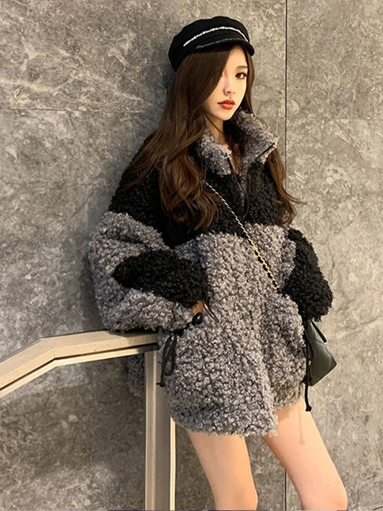 Max LuLu Winter New Gray Loose Fur Coat 2023 Women Casual Punk Style Jacket Ladies Harajuku Zippers Streetwear Vintage Clothing