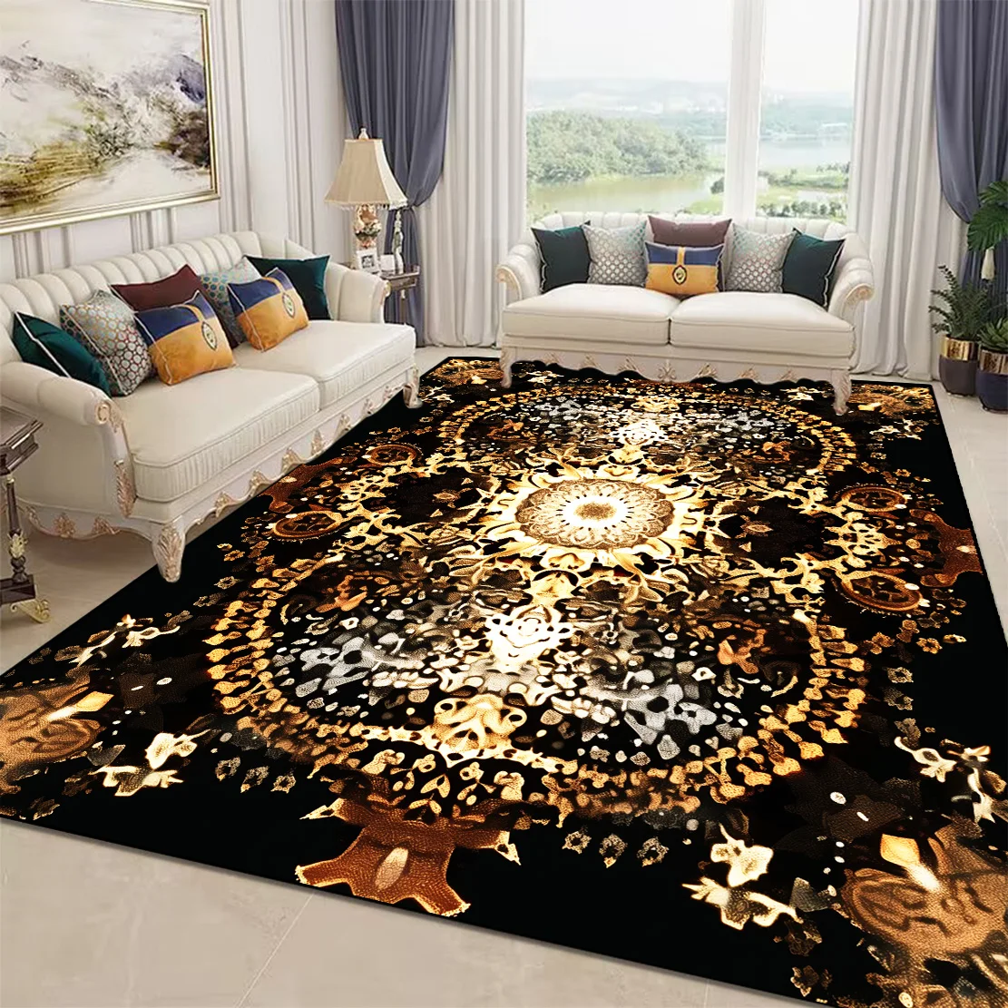 European Luxury Carpet 3D Floral Printing Carpets for Living Room Decor Coffee Tables Mat Washable Large Area Rug for Bedroom 러그