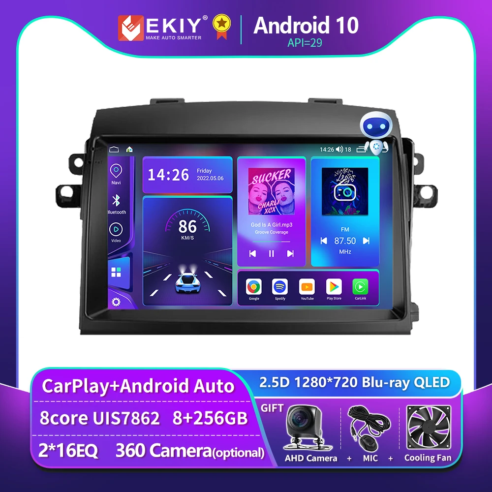 

EKIY T900 для Toyota Sienna 2 II XL20 2003 2004 2005 2006 2007 2008 2009 2010 Android 10 Беспроводной CarPlay Авторадио Автомобильная мультимедийная навигация GPS Smart No 2 Din DVD