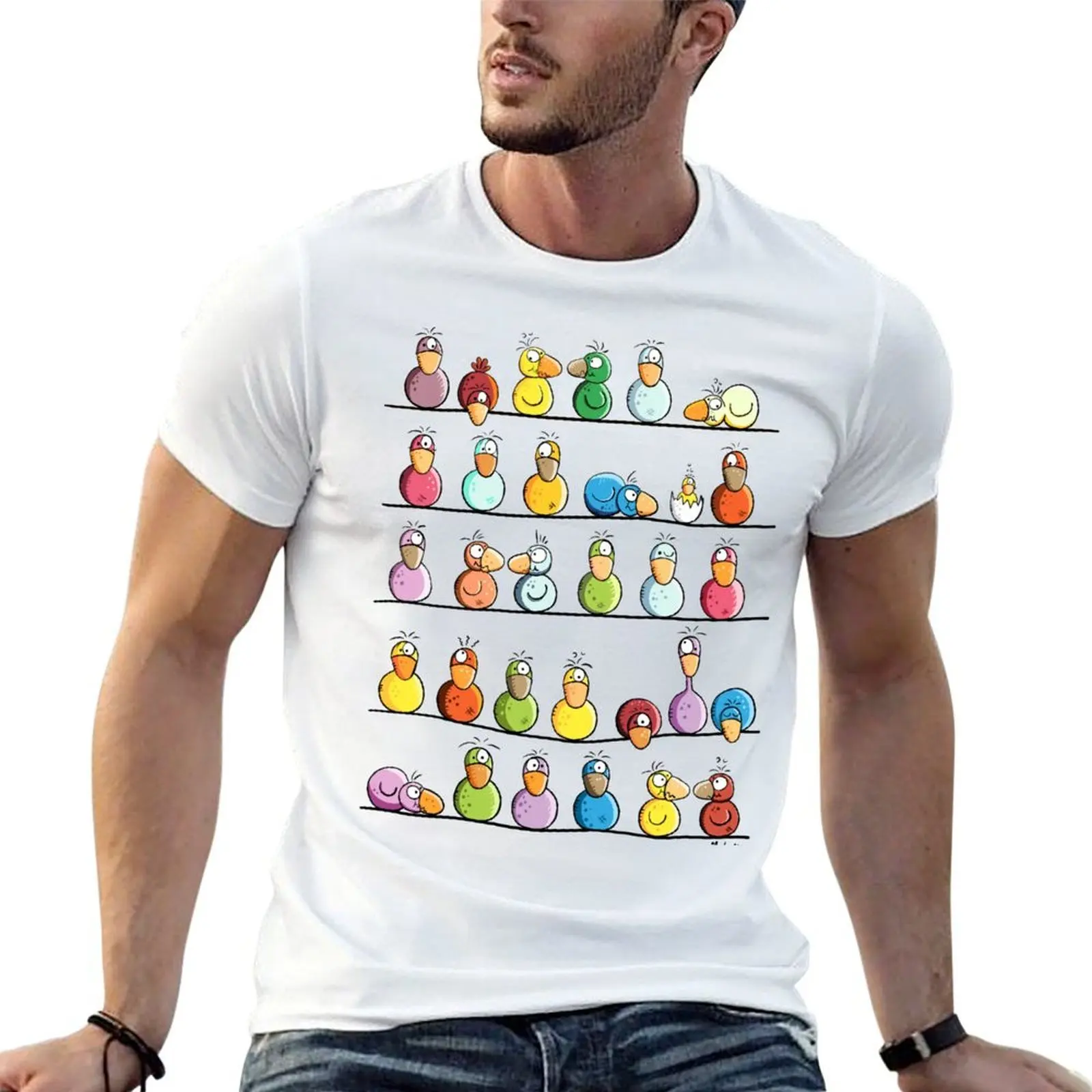 Funny Colorful Bird Farm T-Shirt designer shirts oversized mens graphic t-shirts big and tall