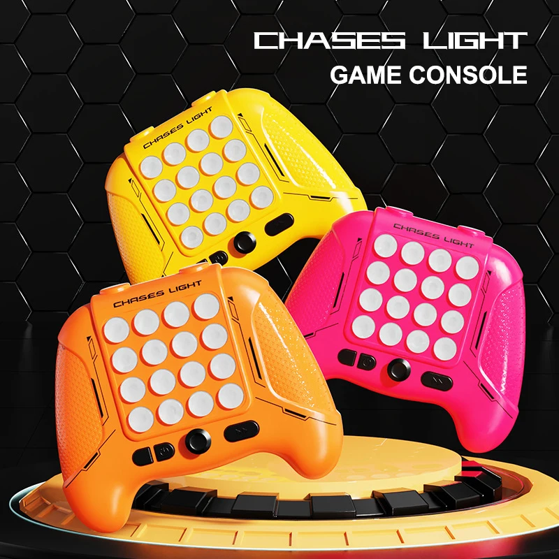 Chases Light Game Console Electronic Pop Light Up Quick Push Game Handle Toys for Children Adults Fidget Anti Stress Relief
