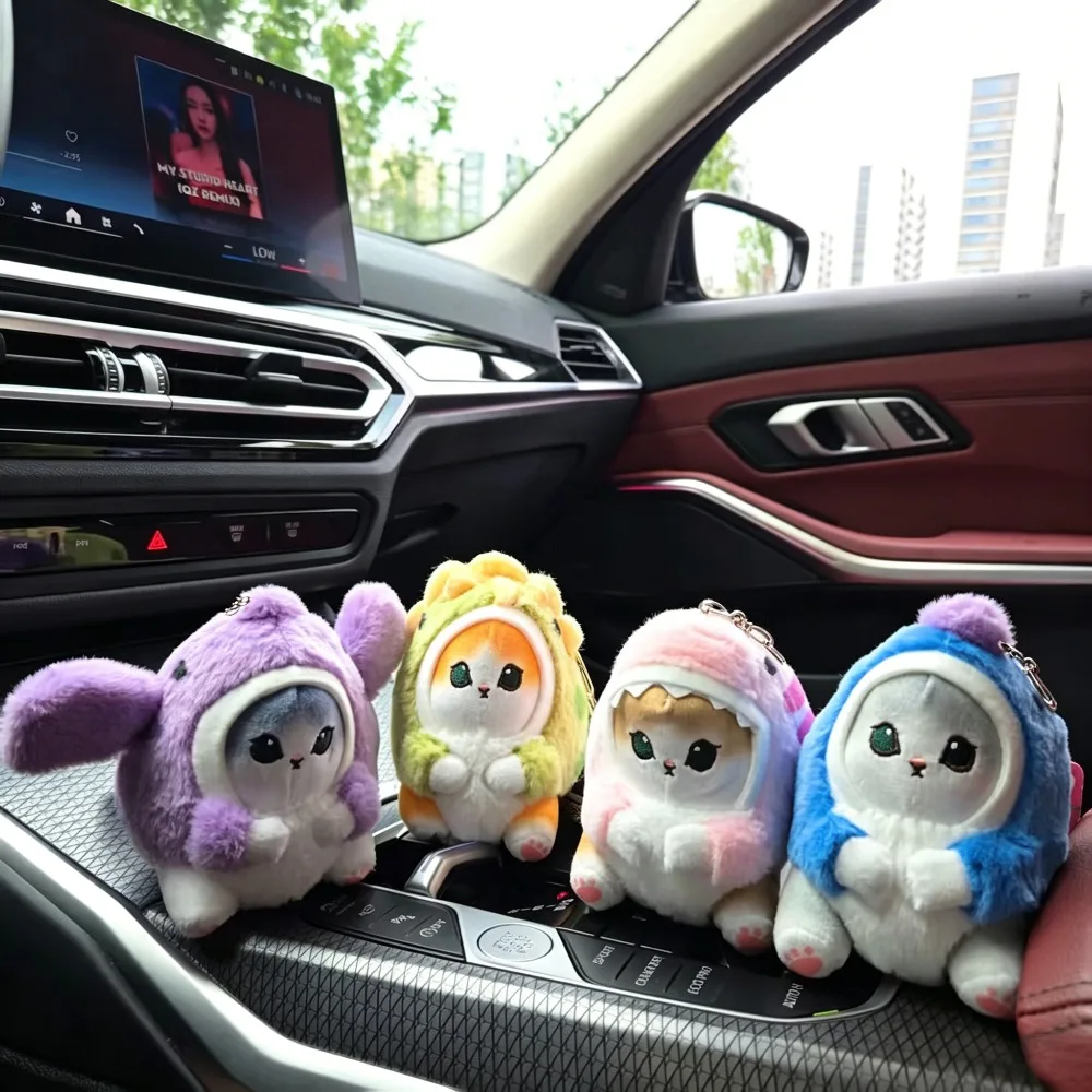Cute Shark Cat Stuffed Plush Doll Keychain Kawaii Small Cat Toy Bag Pendant Backpack Hanging Ornament view 2