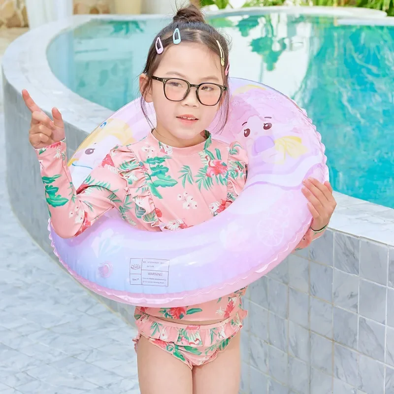 Children Inflatable Toys Hoop Swimming Ring Cartoon Print Pool Party Floating Circle Summer Outdoor Swim Sports Inflatable Props