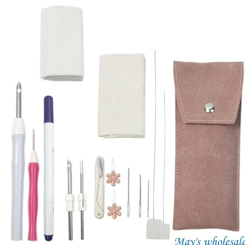 

Embroidery Fabric Punching Needle Pen Sewing Needle Embroidery Threader Set 448A