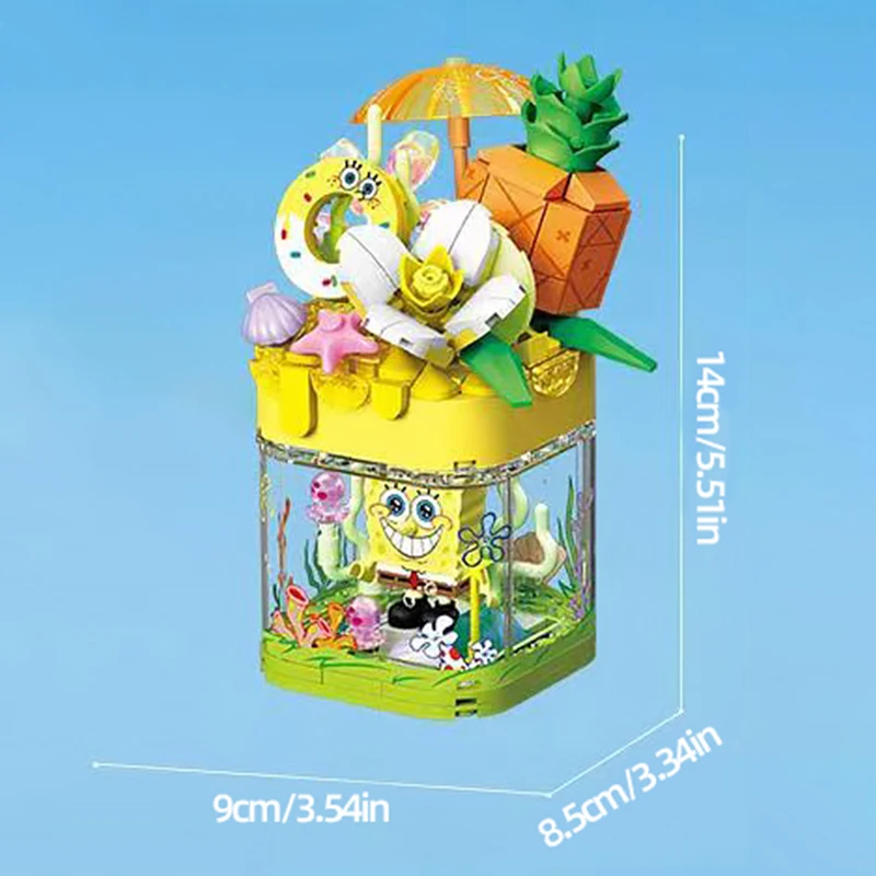 Creativity SpongeBob Patrick House Building Block Diy Pineapple Strawberry House Model Bricks Decoration Toy Kids Holiday Gifts