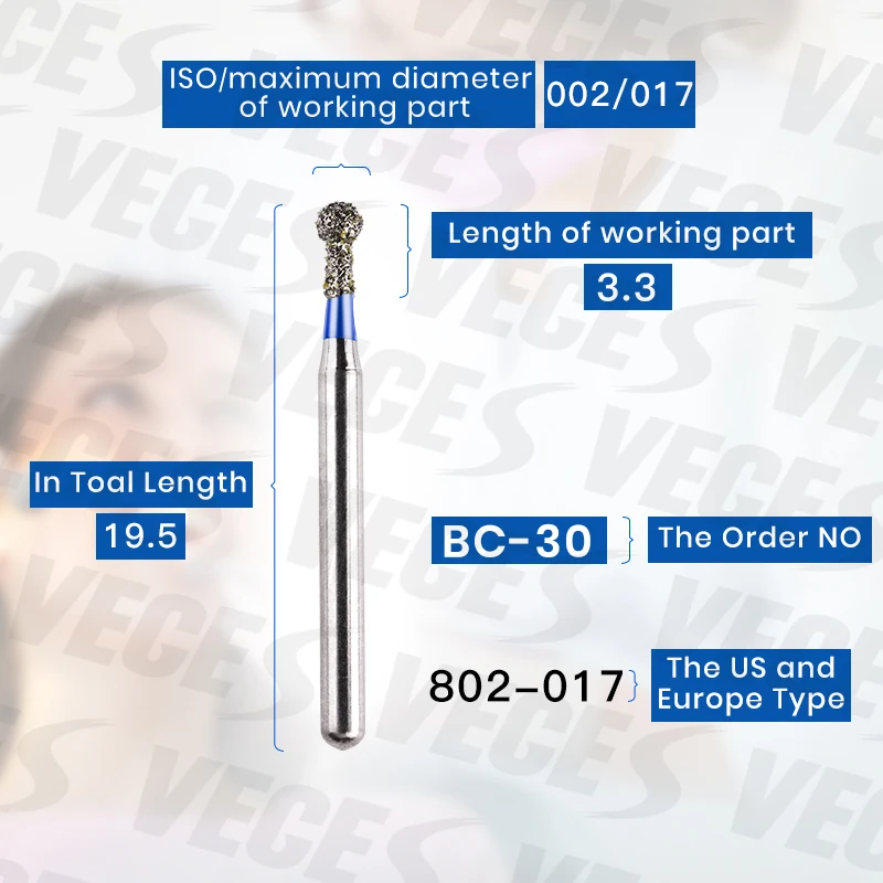 10pcs/set Dental Diamond Burs BR Series For High Speed Drill Bits Set FG Dental Grinding Dental Polishing Burs 1.6mm Shank