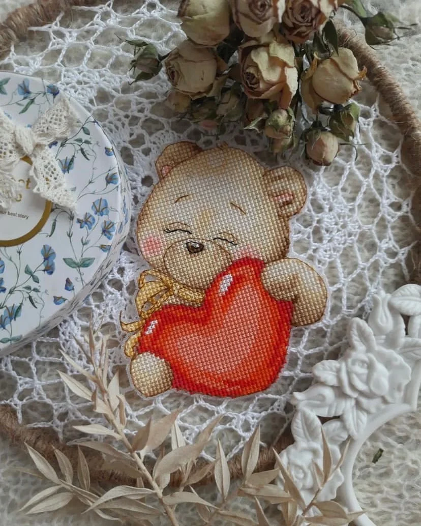 Love Bear-Kit de point de croix pour bricolage, broderie à l'huile grossière, auto-fait à la main, ensemble de points de croix, plaisir à la maison, 20-22