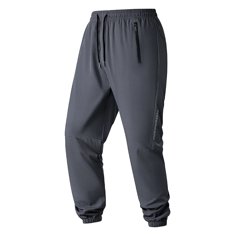 New Spliced Sports Pants Elastic Drawstring Waist Zipper Pocket Breathable Training Running Sweatpants Daily Casual Trousers