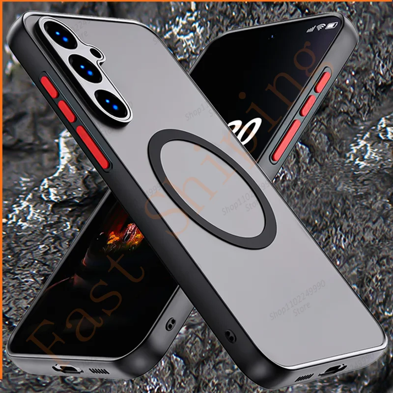 

Shockproof Armor Magnetic Case For Samsung A56 5G A36 A26 A16 A55 A35 A25 A15 A54 A34 A14 A53 A13 A52S Translucency Phone Cover
