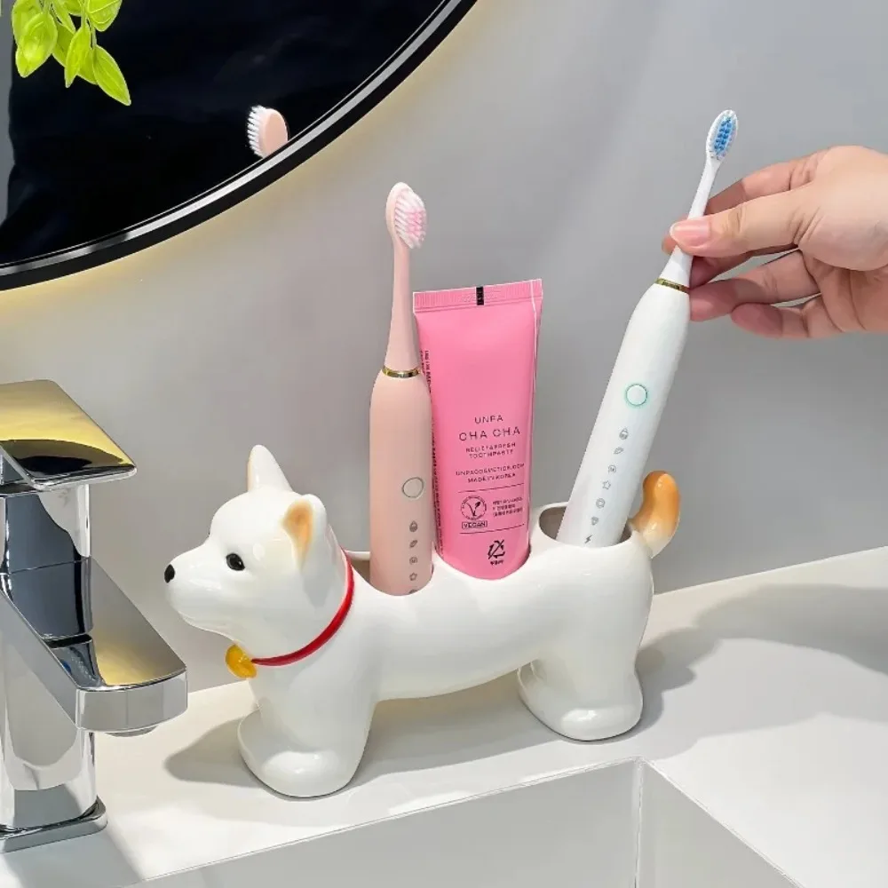 Cartoon Animal Ceramic Toothbrush Holder Bathroom Washbasin  Cleanser Toothbrush Storage Base Bathroom Accessories