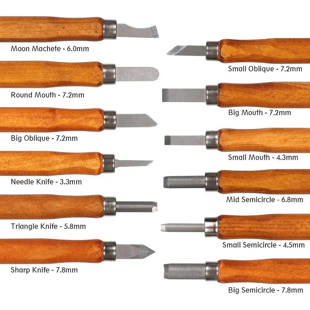 12pcs Wood Carving Tools Chisel Woodworking Carving Cutter Hand Tool Set Chisel DIY Peeling Handmade Knife Tool Set