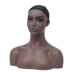 Tête de Mannequin en PVC avec buste pour perruques, chapeau, écharpe et masque DE-C10