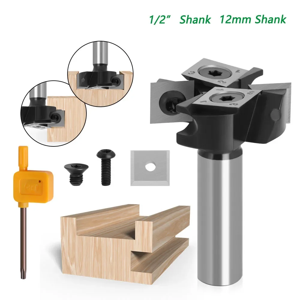 12.7mm 12mm Shank Router Bit Milling Cutter Cemented Carbide Woodworking Bits Insert-style Spoilboard Indexable Drill