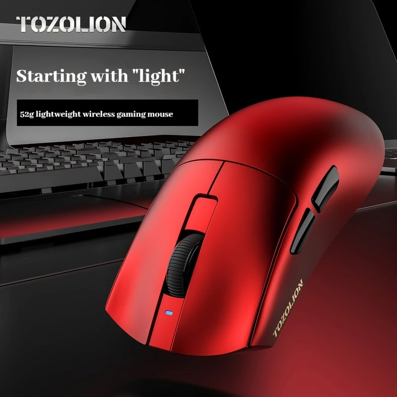 Tozolion Quattro7 ماوس الألعاب اللاسلكي ثلاثي الوضع 12800 ديسيبل متوحد الخواص فايبر قالب مخصص بيئة العمل 51 جرام خفيفة الوزن مكتب الألعاب ماوس هدية