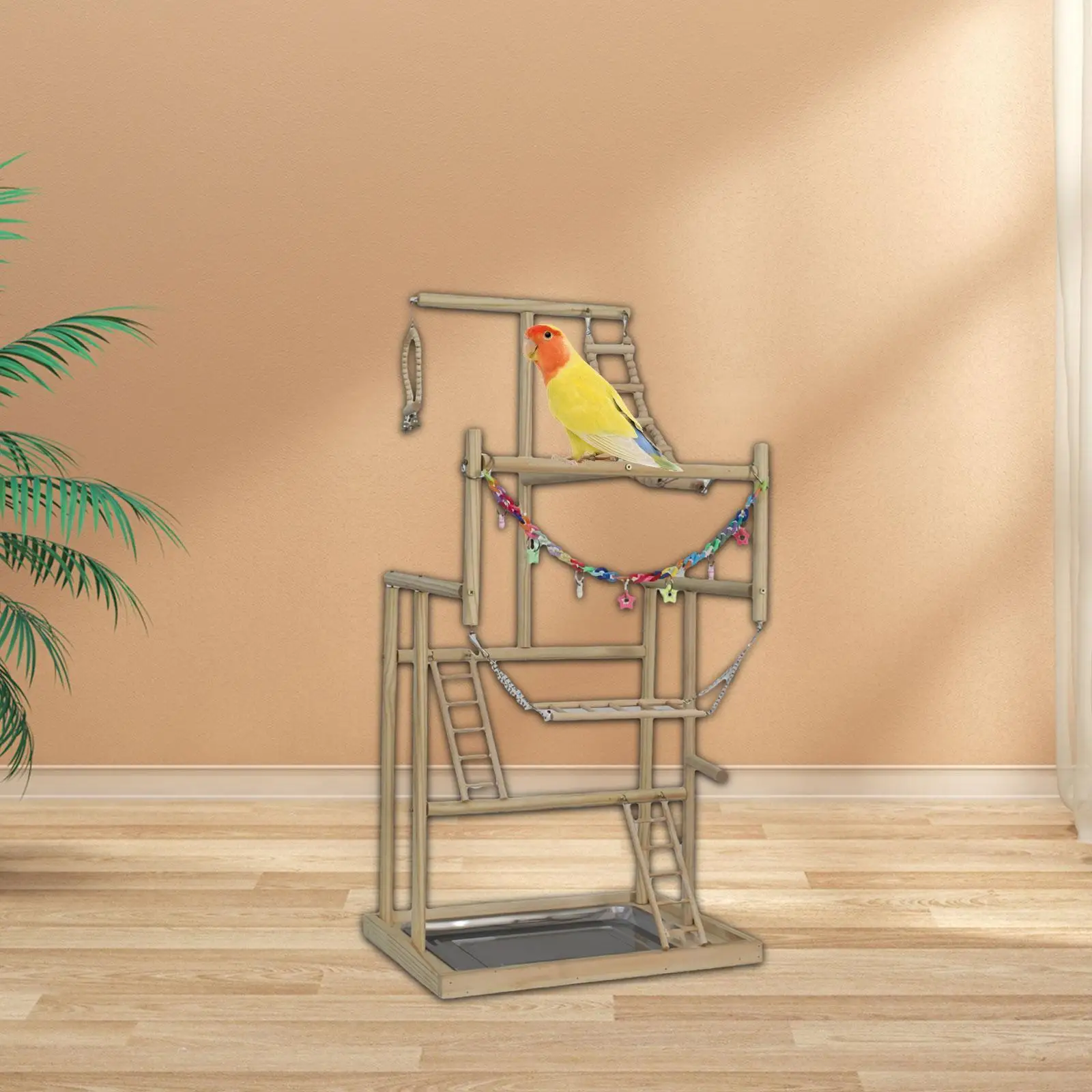 

Pet Parrot Playstand Playpen Bird Activity Center Climb Solid Wood Parrot Stand Parrot Playground for Cockatiel Lovebird Budgie