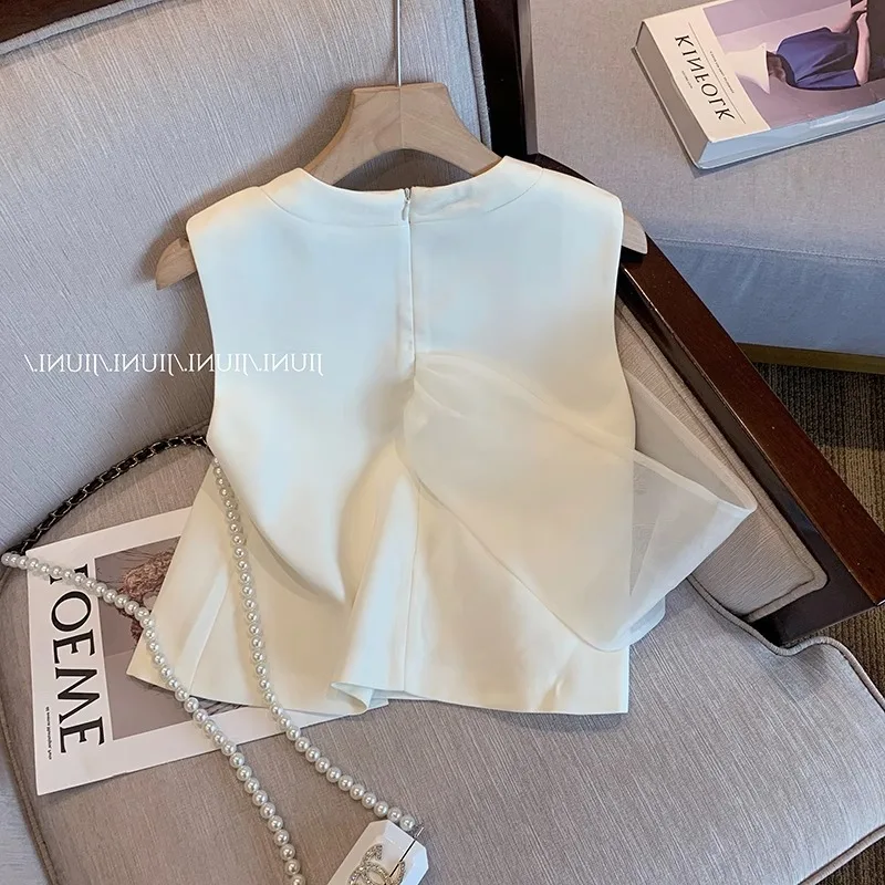 Neploe French White Beaded Small Fragrant Wind Camisole 2024 Women Summer Thin Temperament Fashionable Senior Sleeveless Tops