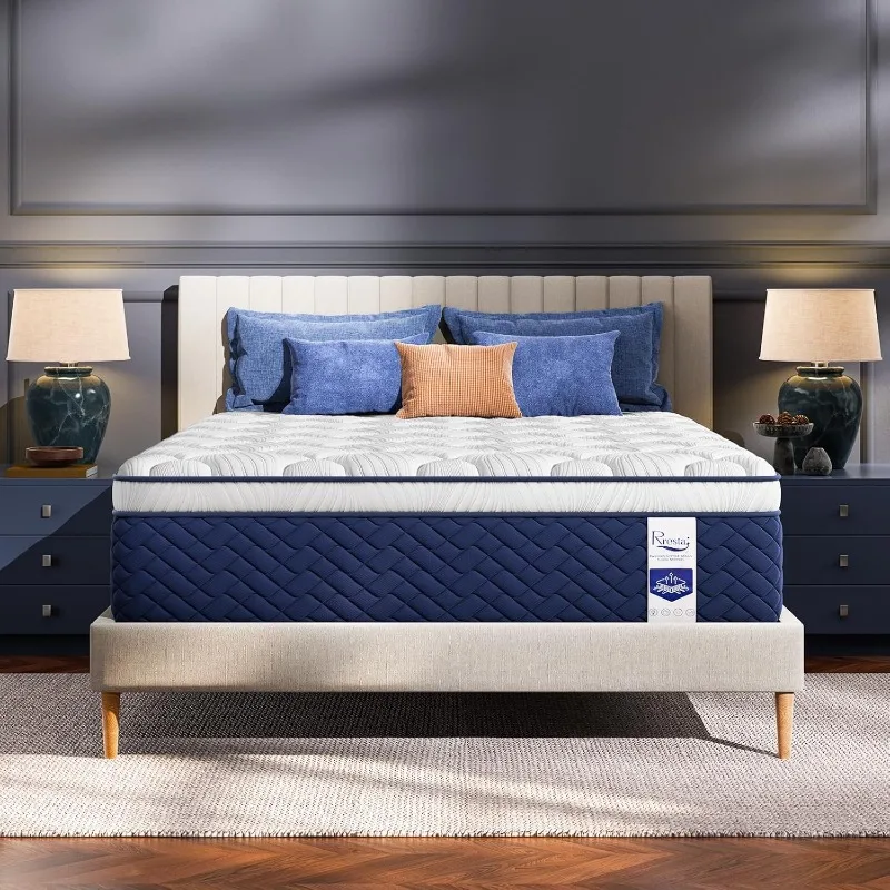 Medium Firm Queen Mattress 14 Inch - Hotel Collection Hybrid Mattress with 7-Zone Support for Spinal Alignment, Extra Back