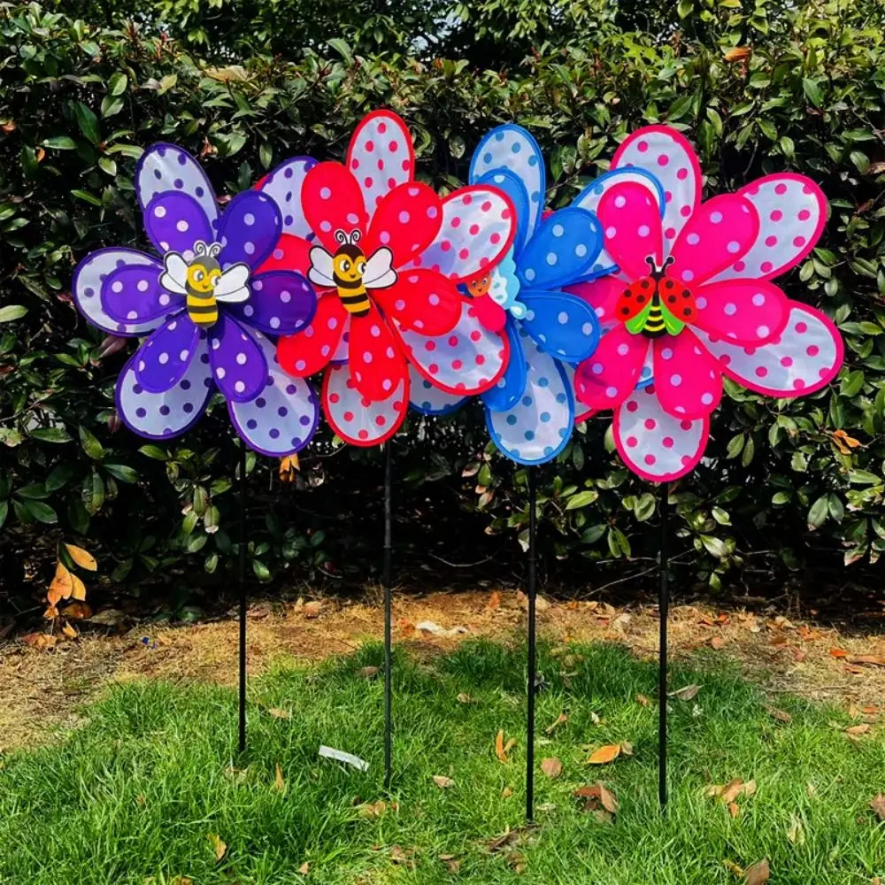 Multistyles ستة بتلات زهرة البولكا نقطة طاحونة بولي كلوريد الفينيل مزدوجة الطبقات النحل فراشة طاحونة النحل فراشة نزهة ديكور