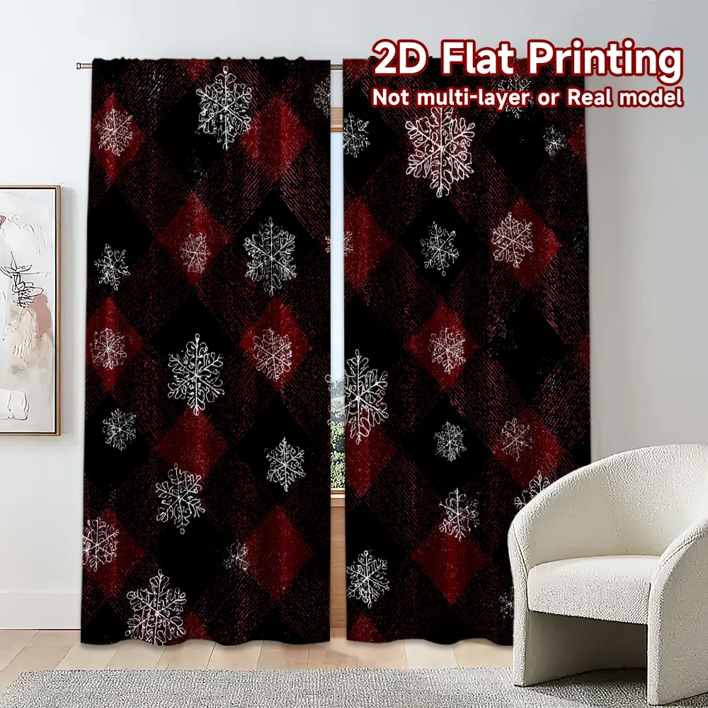 Druk płaski 2D, JIT 2 szt., Zasłony (bez drążka) Świąteczne Gnomki (1) Eleganckie zasłony okienne Wszechstronne zasłony poliestrowe Dekoracja pokoju